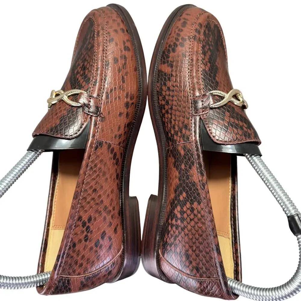 Joie Laila Loafer Cognac Snake Print Leather Slip-On Women’s Size 6.5M US